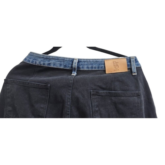 Edition Contrast Waist Jeans Black Denim Pants M/L 100% Cotton Y2K Style - Picture 8 of 15
